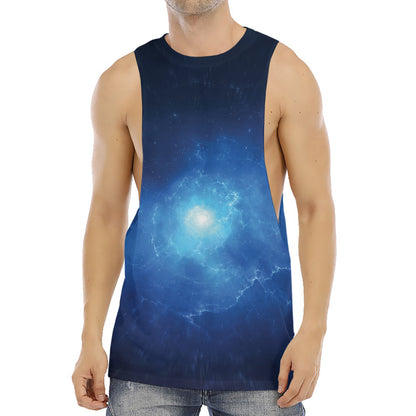 Light Blue Space Print Men's Muscle Tank Top