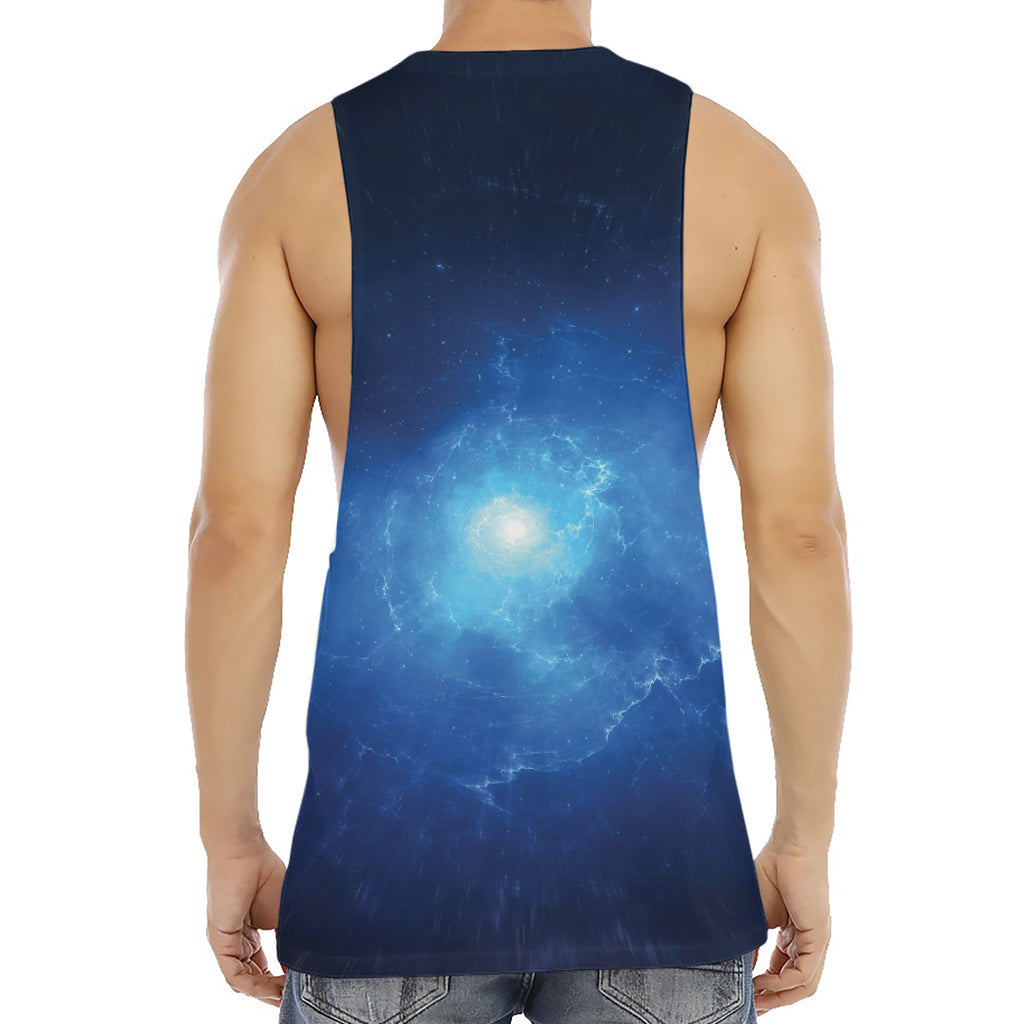 Light Blue Space Print Men's Muscle Tank Top