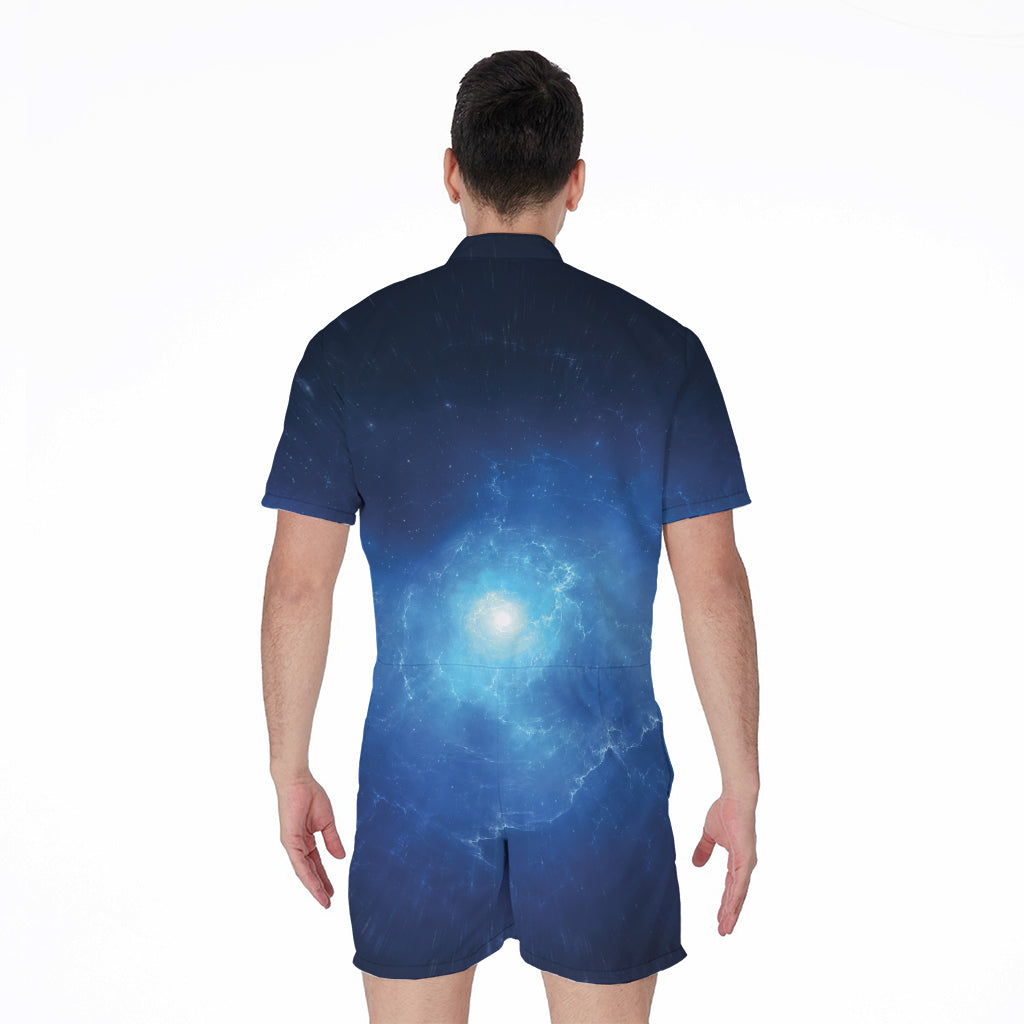 Light Blue Space Print Men's Rompers