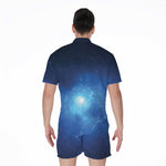 Light Blue Space Print Men's Rompers