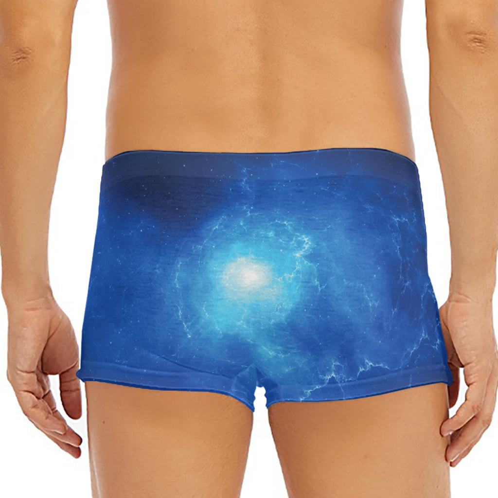 Light Blue Space Print Men's Short Boxer Briefs