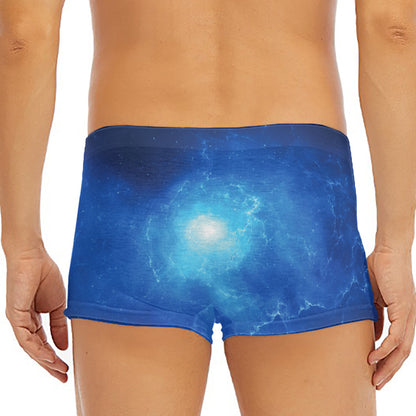Light Blue Space Print Men's Short Boxer Briefs