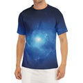 Light Blue Space Print Men's Short Sleeve Rash Guard