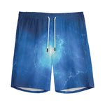 Light Blue Space Print Men's Sports Shorts