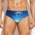 Light Blue Space Print Men's Swim Briefs
