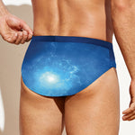 Light Blue Space Print Men's Swim Briefs