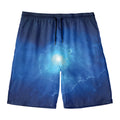 Light Blue Space Print Men's Swim Trunks