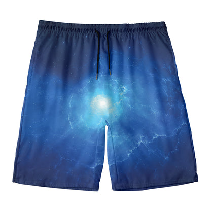 Light Blue Space Print Men's Swim Trunks