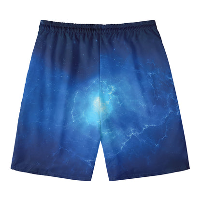 Light Blue Space Print Men's Swim Trunks