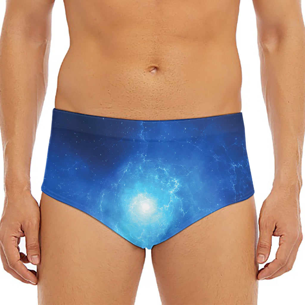 Light Blue Space Print Men's Triangle Swim Briefs