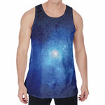 Light Blue Space Print Men's Velvet Tank Top