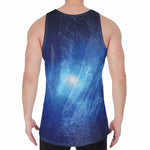Light Blue Space Print Men's Velvet Tank Top
