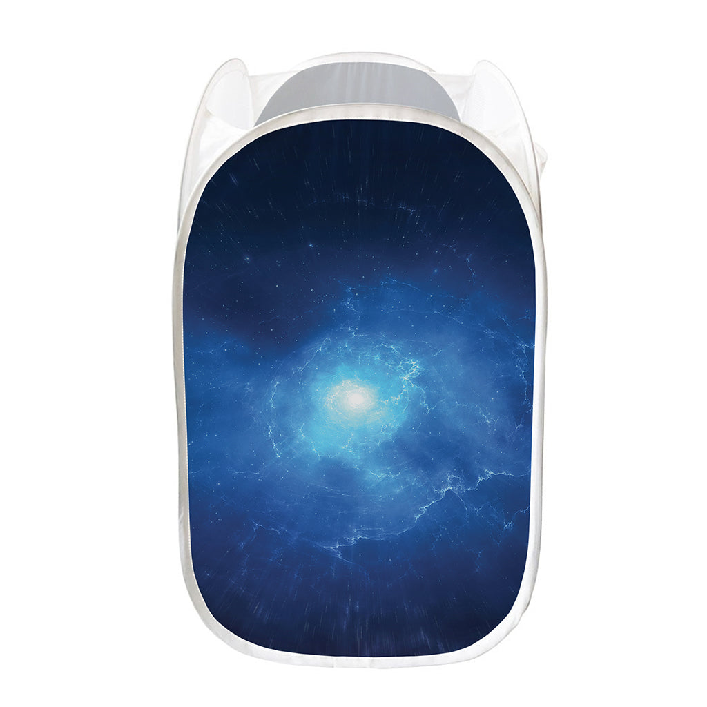 Light Blue Space Print Mesh Laundry Hamper