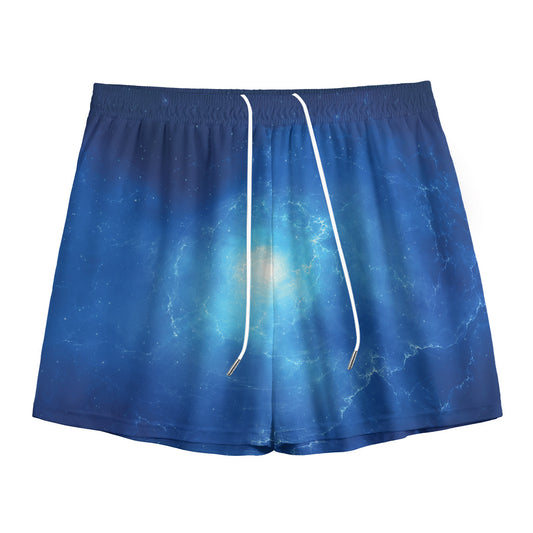 Light Blue Space Print Mesh Shorts