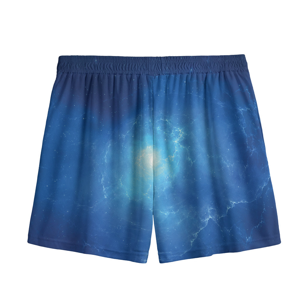Light Blue Space Print Mesh Shorts