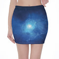 Light Blue Space Print Pencil Mini Skirt