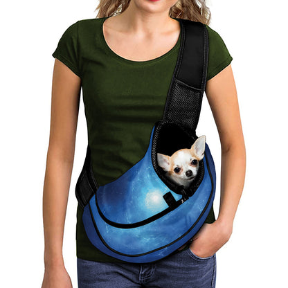 Light Blue Space Print Pet Sling Carrier