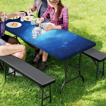 Light Blue Space Print Picnic Table Cover