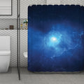 Light Blue Space Print Polyester Shower Curtain