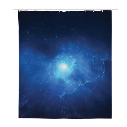 Light Blue Space Print Polyester Shower Curtain