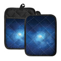 Light Blue Space Print Pot Holders With Pocket