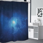 Light Blue Space Print Premium Shower Curtain