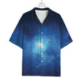 Light Blue Space Print Rayon Hawaiian Shirt