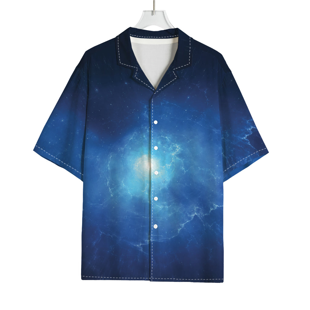 Light Blue Space Print Rayon Hawaiian Shirt