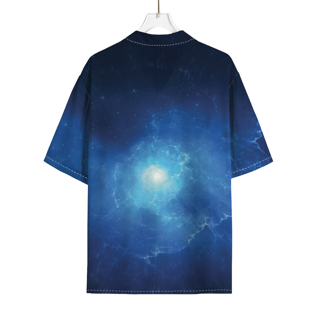 Light Blue Space Print Rayon Hawaiian Shirt