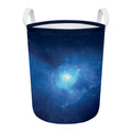 Light Blue Space Print Round Laundry Basket