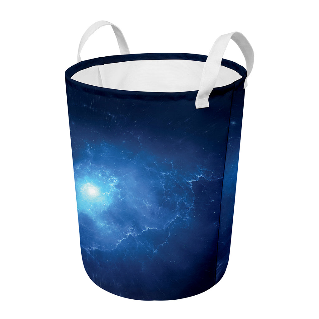 Light Blue Space Print Round Laundry Basket