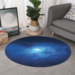 Light Blue Space Print Round Rug