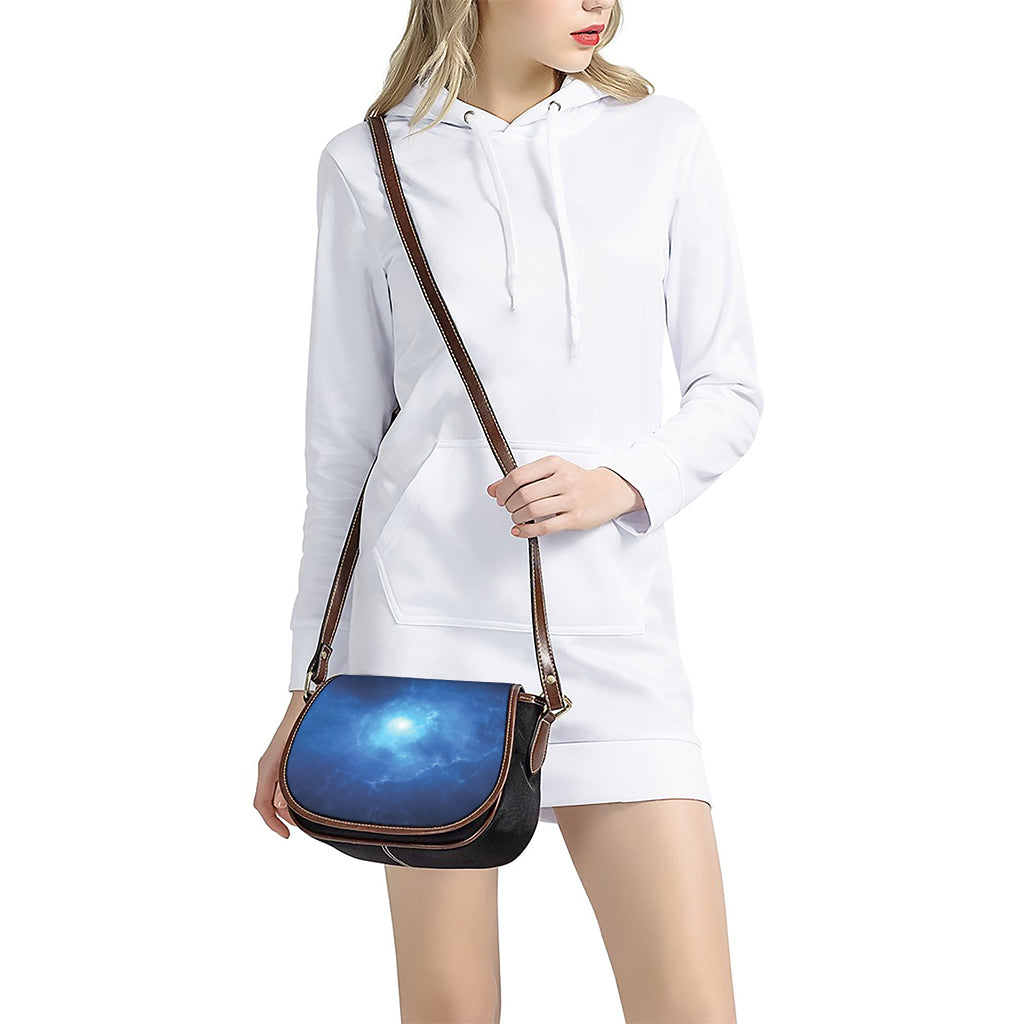 Light Blue Space Print Saddle Bag