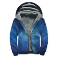 Light Blue Space Print Sherpa Lined Zip Up Hoodie