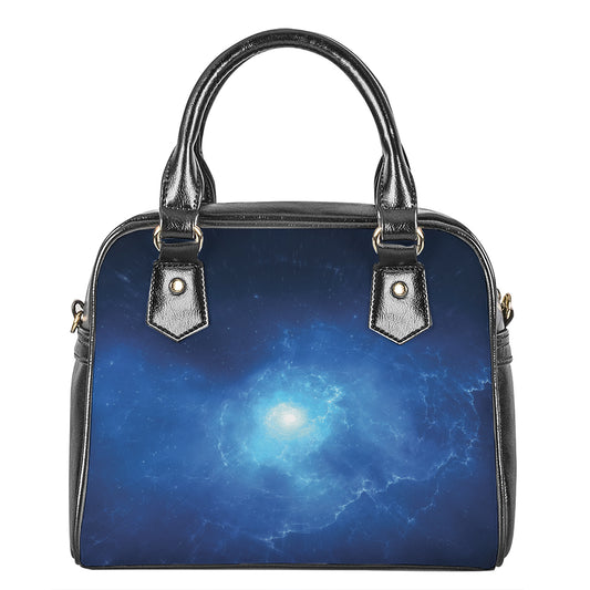 Light Blue Space Print Shoulder Handbag