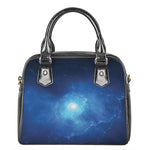 Light Blue Space Print Shoulder Handbag