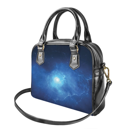 Light Blue Space Print Shoulder Handbag