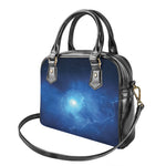 Light Blue Space Print Shoulder Handbag
