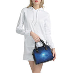 Light Blue Space Print Shoulder Handbag