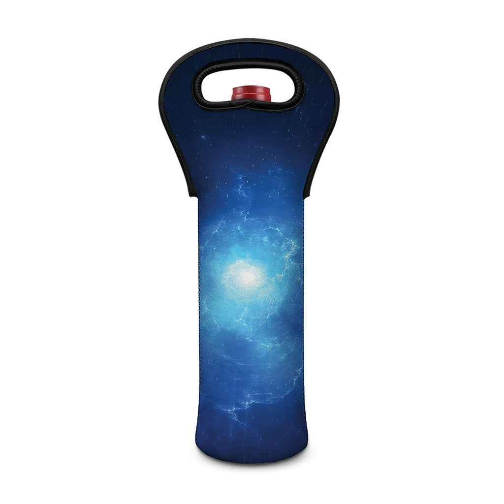 Light Blue Space Print Single Neoprene Wine Tote