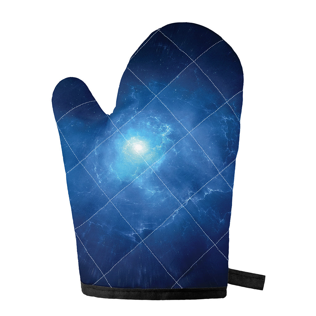 Light Blue Space Print Single Oven Mitt