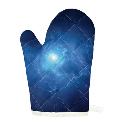 Light Blue Space Print Single Oven Mitt