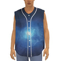 Light Blue Space Print Sleeveless Baseball Jersey