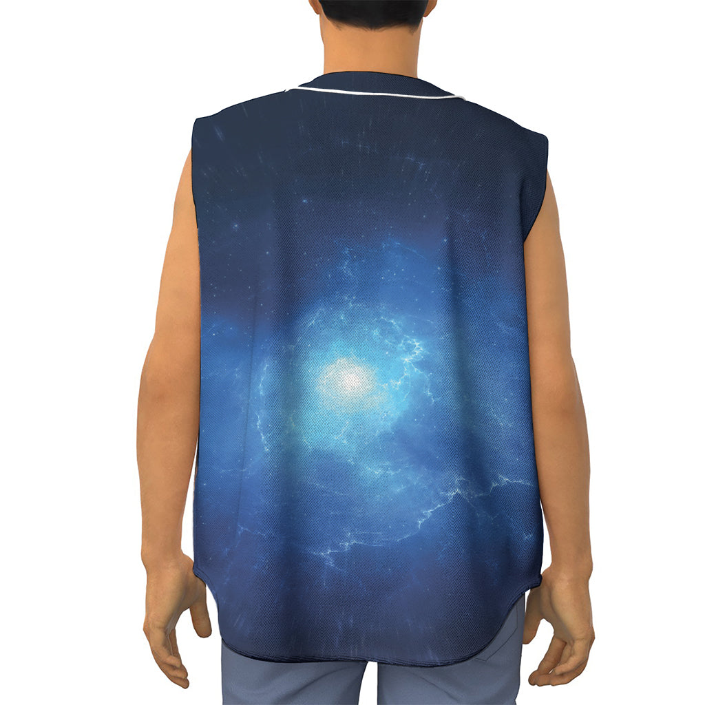 Light Blue Space Print Sleeveless Baseball Jersey