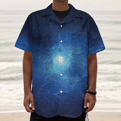 Light Blue Space Print Textured Short Sleeve Shirt