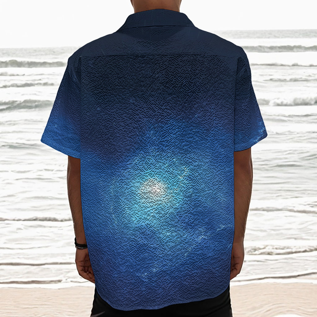 Light Blue Space Print Textured Short Sleeve Shirt
