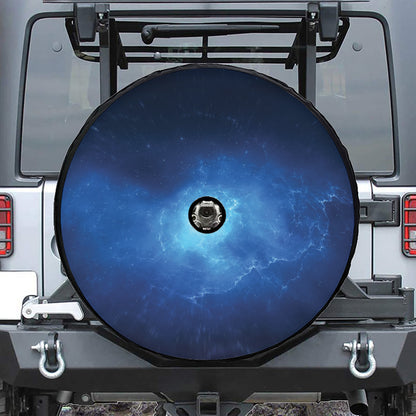 Light Blue Space Print Tire Cover With Camera Hole