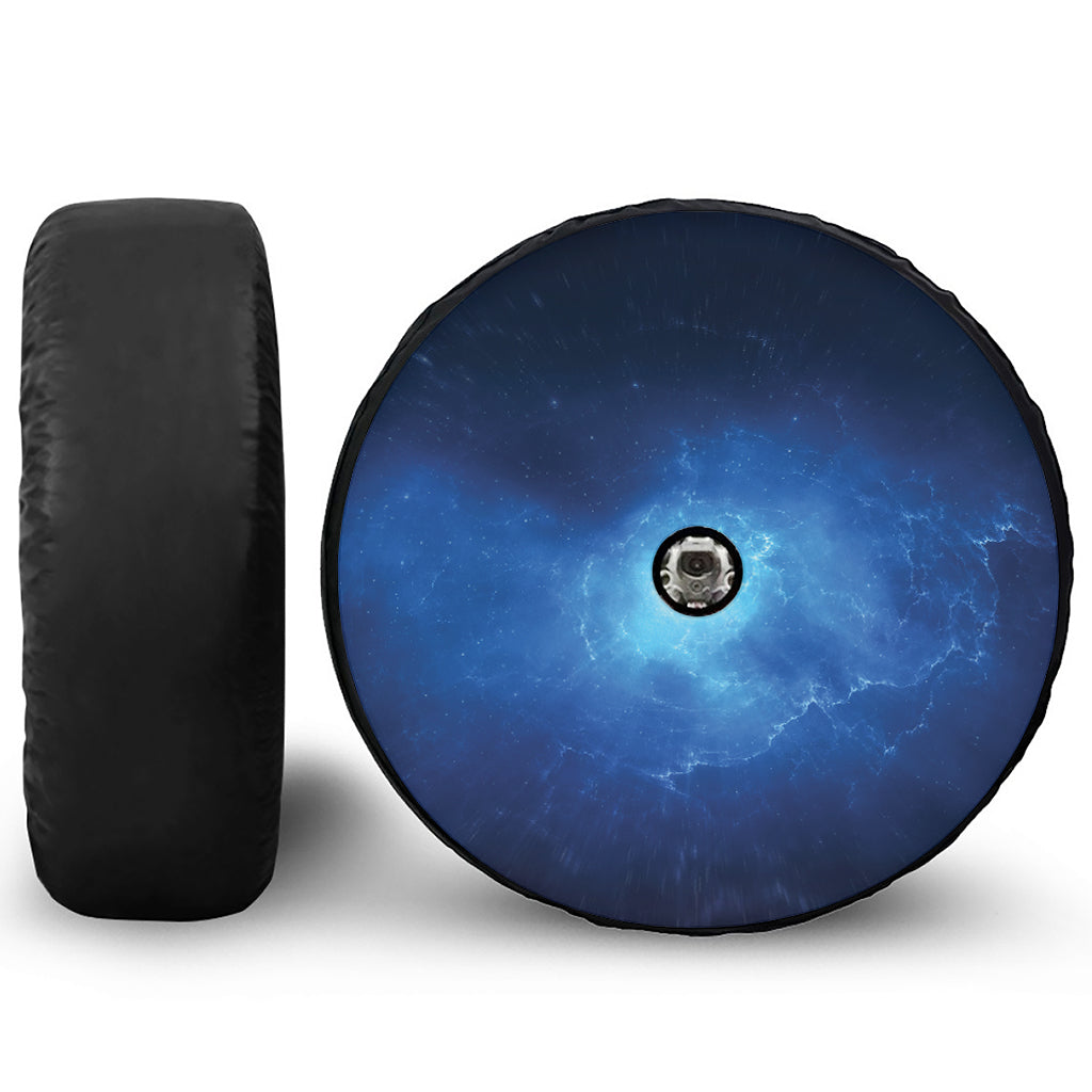 Light Blue Space Print Tire Cover With Camera Hole