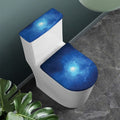 Light Blue Space Print Toilet Lid And Tank Cover Set