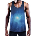 Light Blue Space Print Men's Workout Tank Top